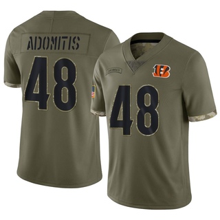 Limited Cal Adomitis Youth Cincinnati Bengals 2022 Salute To Service Jersey - Olive